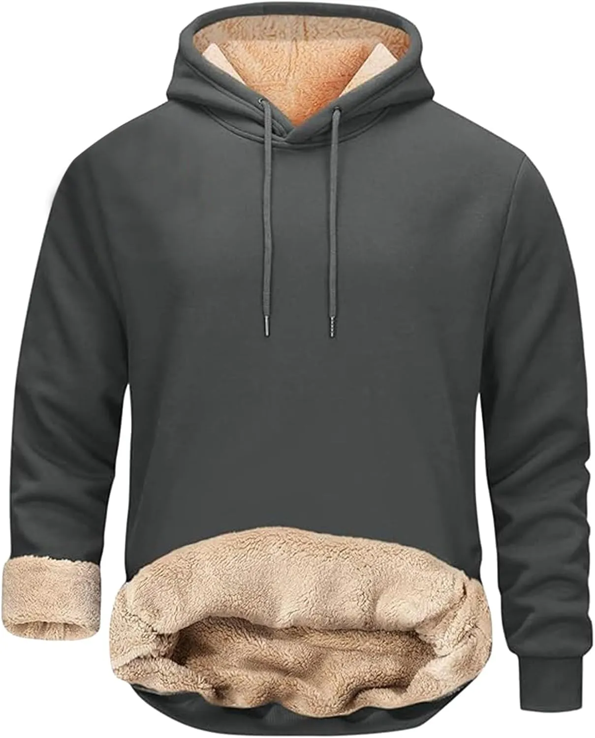 Men'S Winter Fleece Lined Hoodie Thick Thermal Sweatshirt Heavyweight Warm Hooded Pullovers Long Sleeve Outerwear