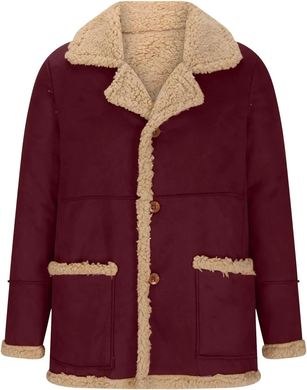 Men's Winter Jacket Fleece Lined Sherpa Jacket Warm Trucker Coat Thicken Overcoat Fashion Bomber Jacket Pea Coat