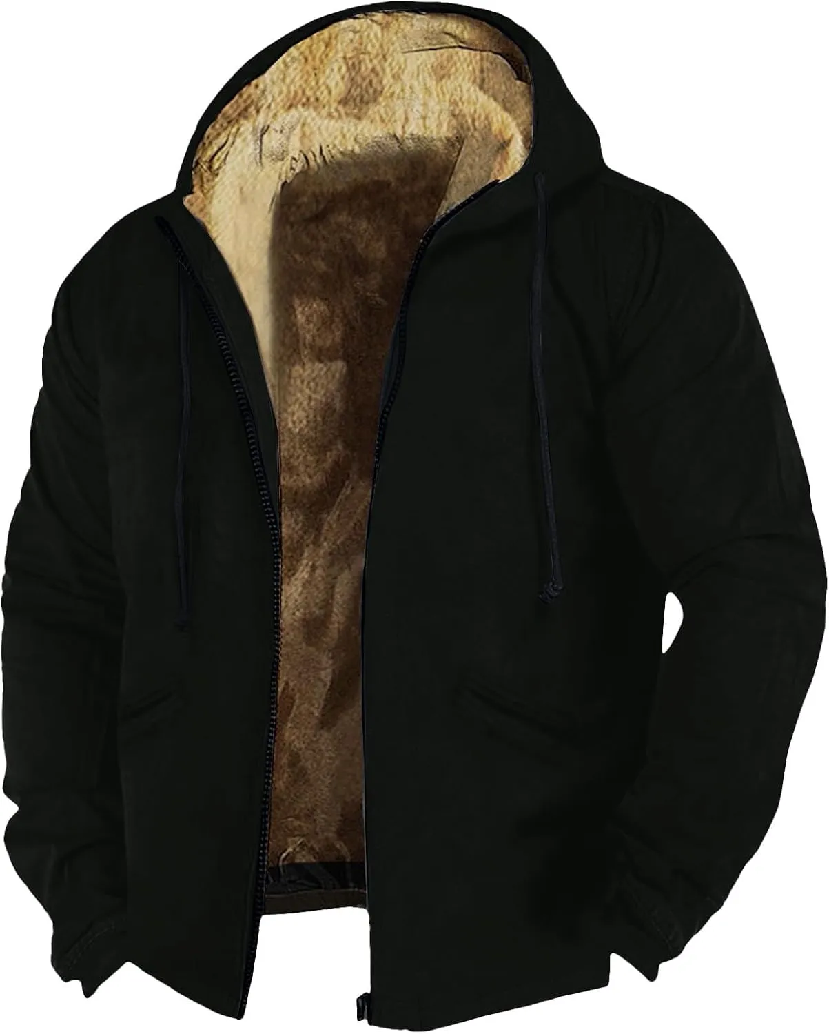 Men's Winter Jacket Heavyweight Fleece Sweatshirt Thick Lined Coats Warm Hoodies 2024 Winter Full Zipper Hooded Coat