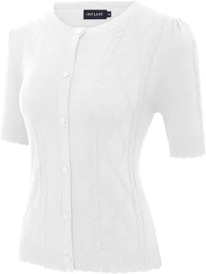 MINTLIMIT Cropped Cardigan Sweaters for Women 2025 V Neck Knit Bolero Shrugs Short Sleeve Lightweight Button Up Sweaters