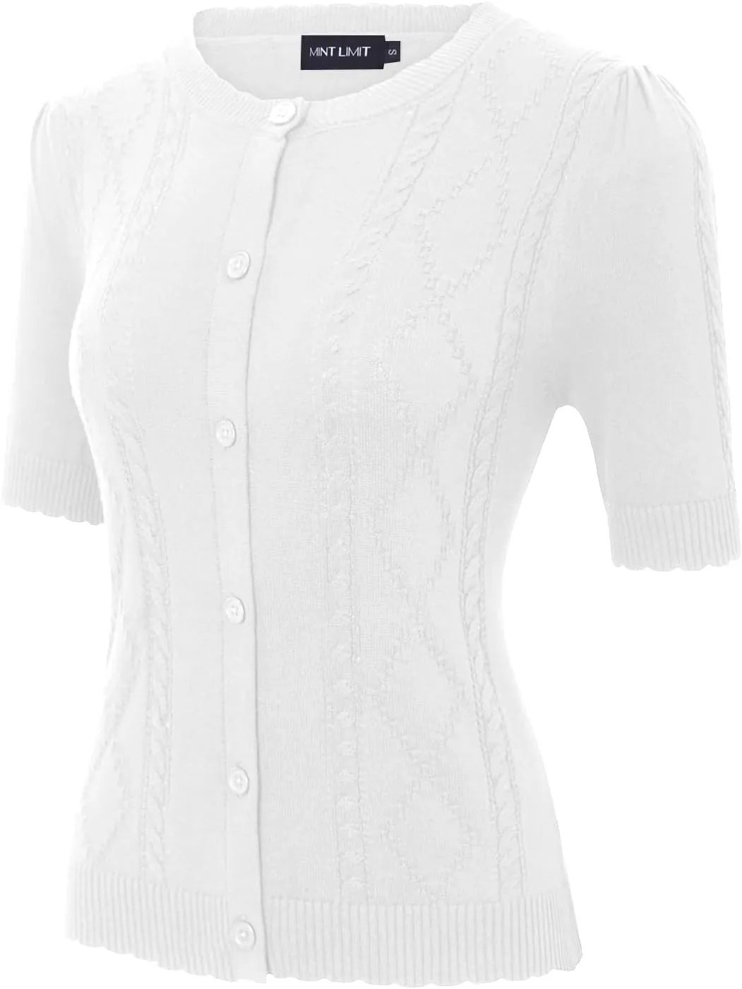 MINTLIMIT Cropped Cardigan Sweaters for Women 2025 V Neck Knit Bolero Shrugs Short Sleeve Lightweight Button Up Sweaters