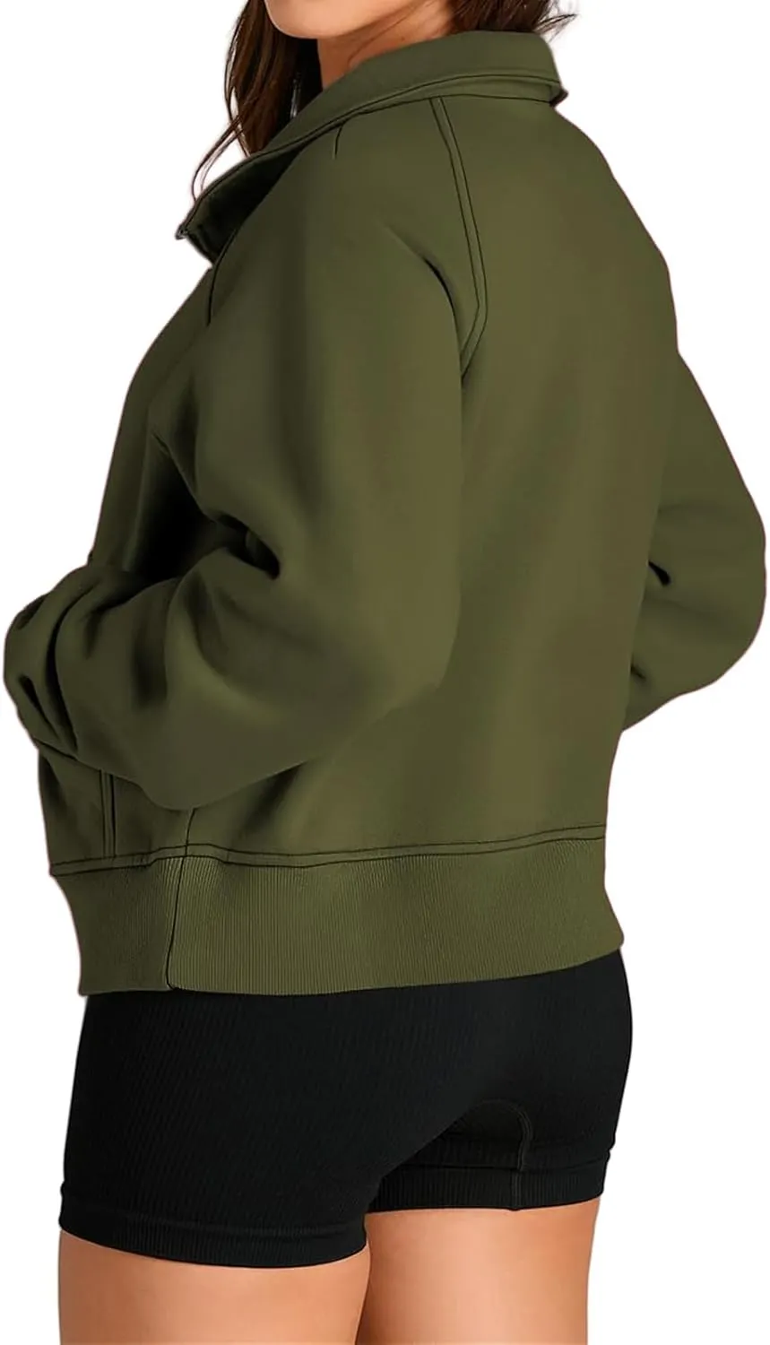 Mmoneyake Sweatshirt for Women Fleece Lined Half Zip Cropped Pullover Long Sleeve Oversized Sweatshirts Warm Pullover Tops