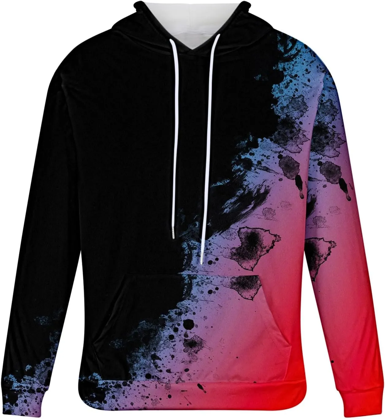 Muscularfit Hoodies for Men Graphic Funny Tie Dye Print Pullover Casual Stylish Long Sleeve Hooded Sweatshirts Loose Shirts