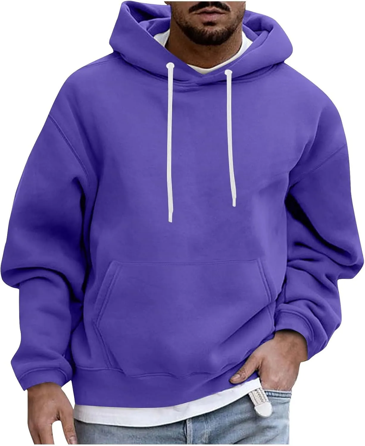 Muscularfit Mens Big and Tall Graphic Hoodies Causal Solid Drawstring Sports Pullover Hooded Long Sleeve Workout Sweatshirts