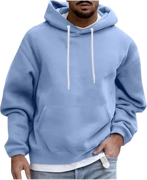 Muscularfit Mens Big and Tall Graphic Hoodies Causal Solid Drawstring Sports Pullover Hooded Long Sleeve Workout Sweatshirts