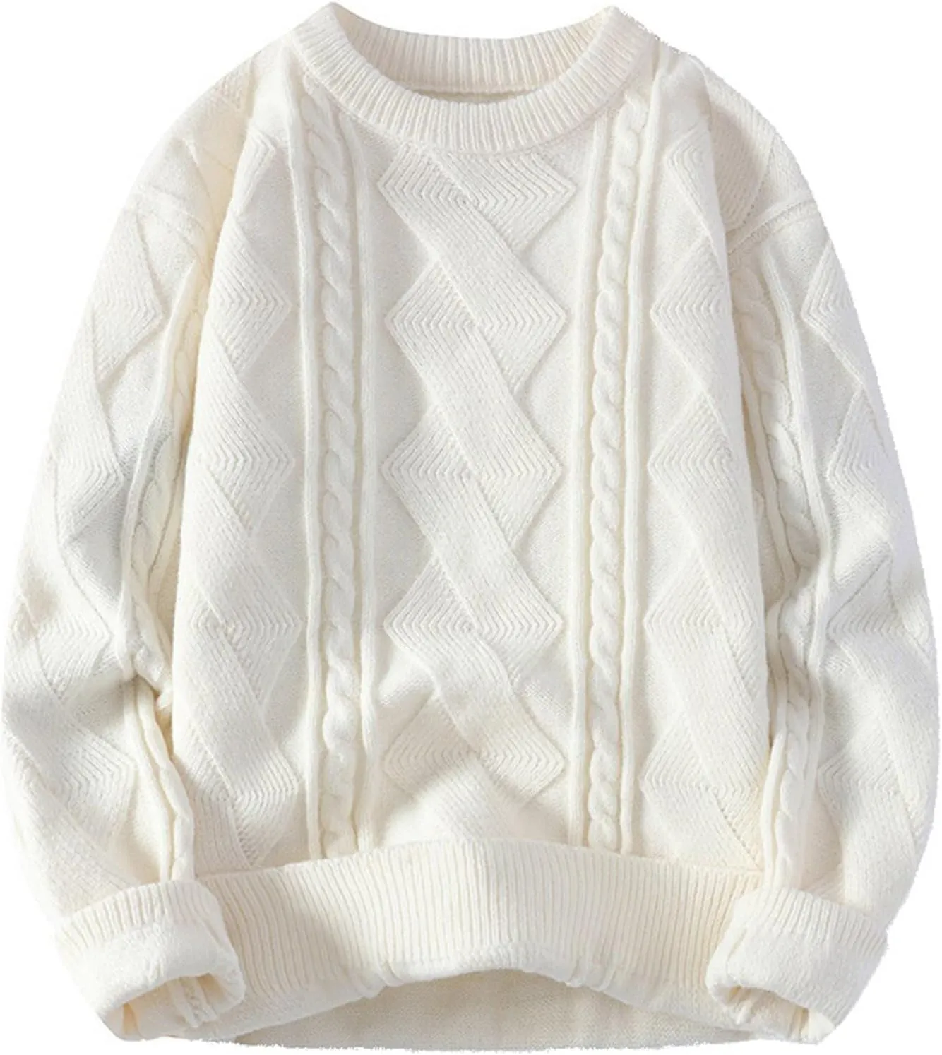 Oversized Cable Knitted Sweaters for Women Stretch Soft Pullover Top Solid Color Fashion Knit Sweater Shirt