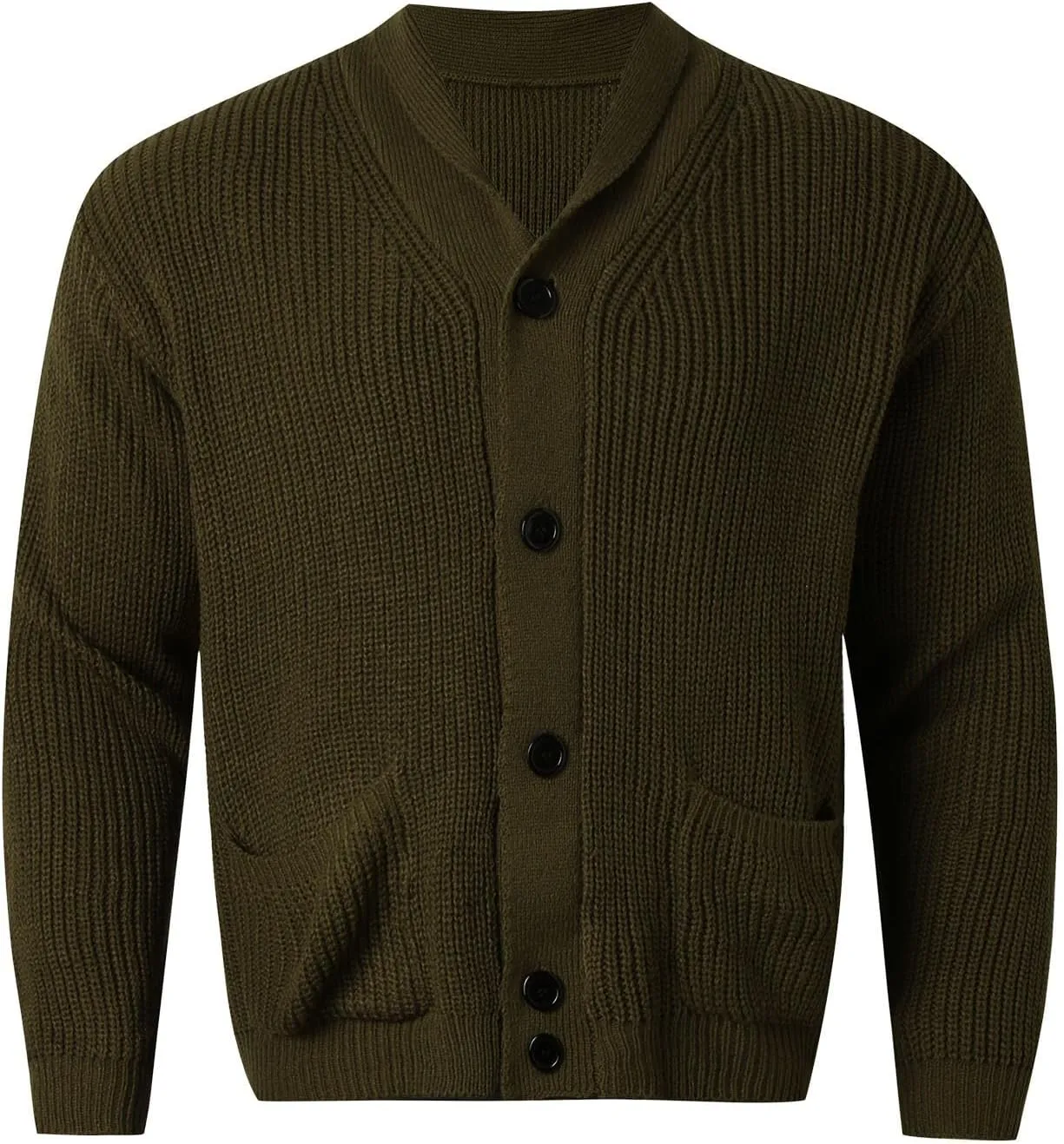 Oversized Cardigan Sweaters for Men Cable Knit Button Down Knitted Sweater Solid Slim Fit Winter Outwear with Pockets