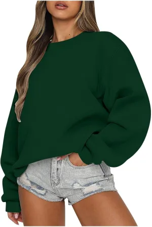 Oversized Hoodie Women Autumn Winter Tops Women's Long Sleeve Sweatshirt Casual Crewneck Loose Fit Pollover Fleece