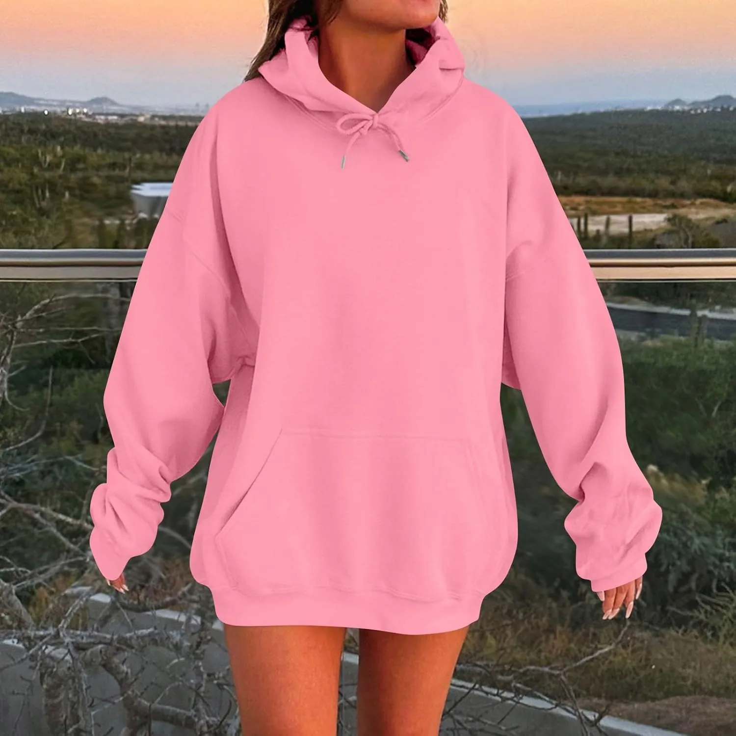 Oversized Hoodies for Women Loose Fit Drop Shoulder Fleece Pullover Sweatshirts Winter Warm Plus Size Hoodie w/Pockets