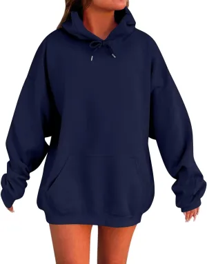 Oversized Hoodies for Women Loose Fit Drop Shoulder Fleece Pullover Sweatshirts Winter Warm Plus Size Hoodie w/Pockets