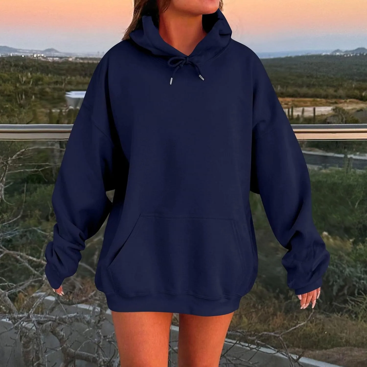 Oversized Hoodies for Women Loose Fit Drop Shoulder Fleece Pullover Sweatshirts Winter Warm Plus Size Hoodie w/Pockets