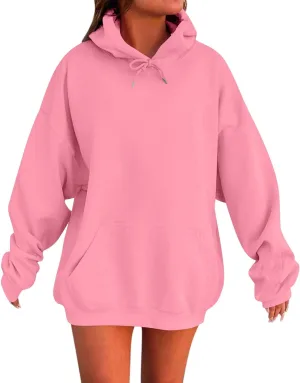 Oversized Hoodies for Women Loose Fit Drop Shoulder Fleece Pullover Sweatshirts Winter Warm Plus Size Hoodie w/Pockets