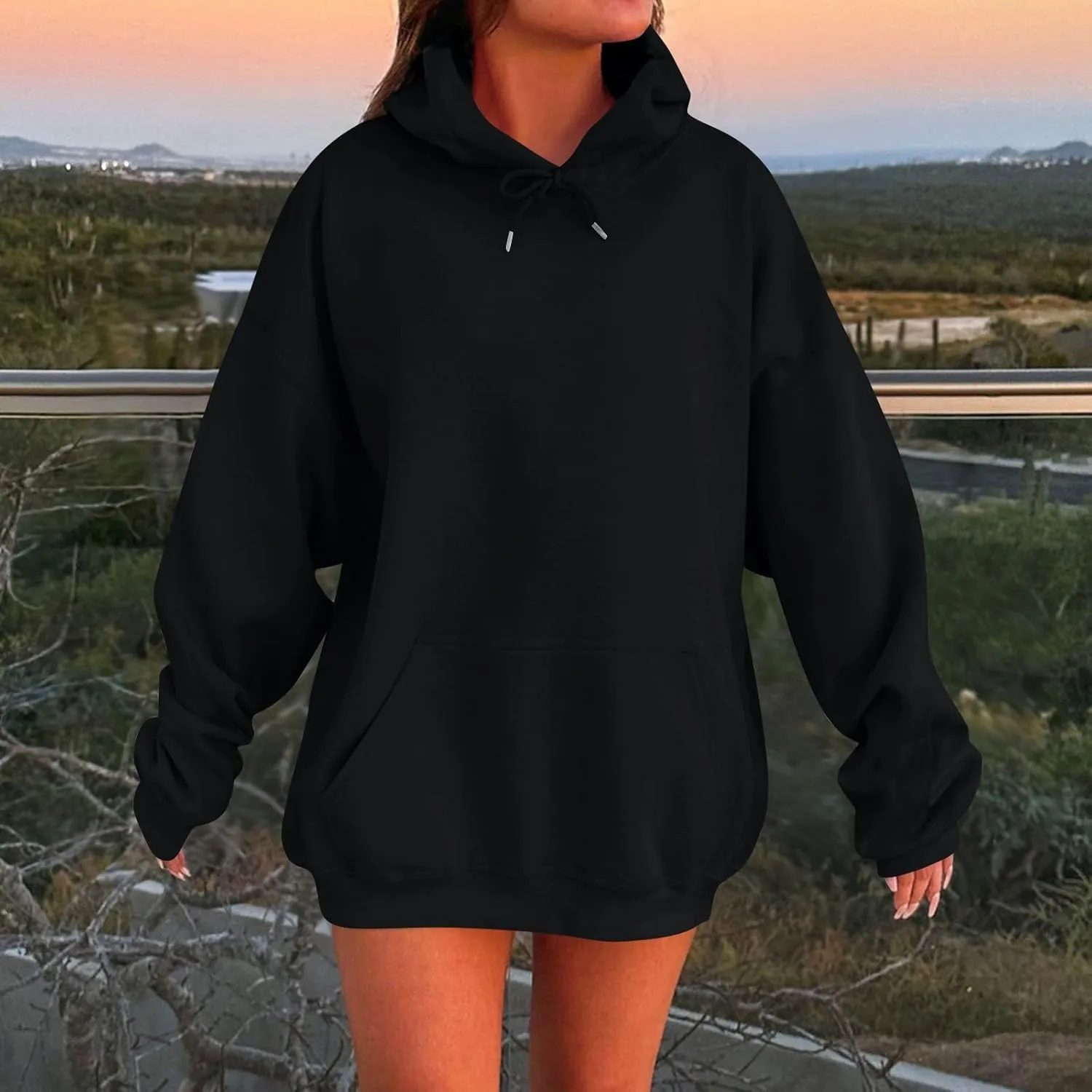 Oversized Hoodies for Women Y2k Drawstring Long Sleeve Fleece Pullover Sweatshirts Fall Outfits Clothes with Pockets