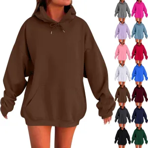 Oversized Hoodies for Women Y2k Drawstring Long Sleeve Fleece Pullover Sweatshirts Fall Outfits Clothes with Pockets
