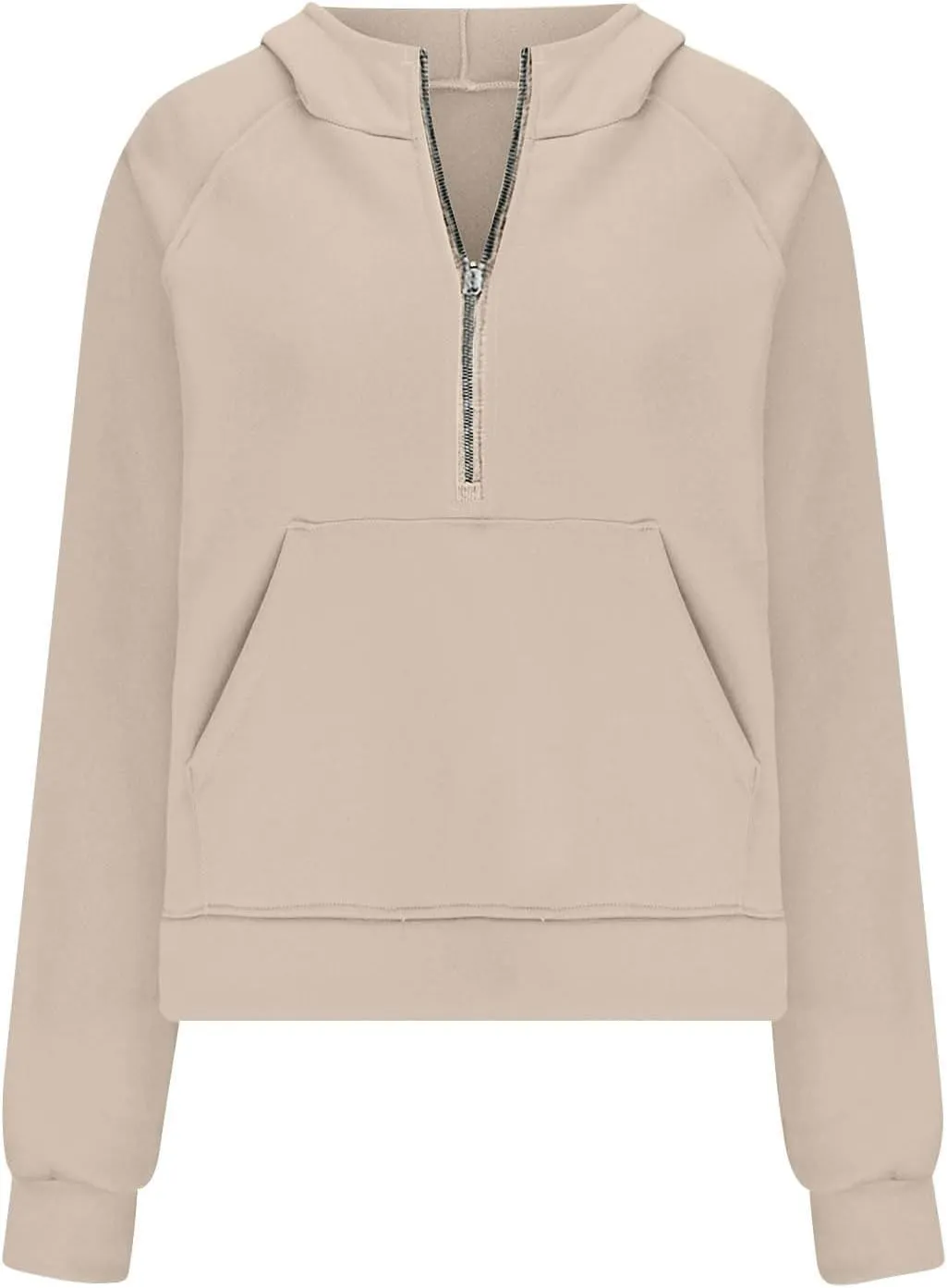 Oversized Sweatshirt for Women Fleece Lined Cropped Hoodies Half Zip Pullover Long Sleeve Workout Sweatshirt Pockets
