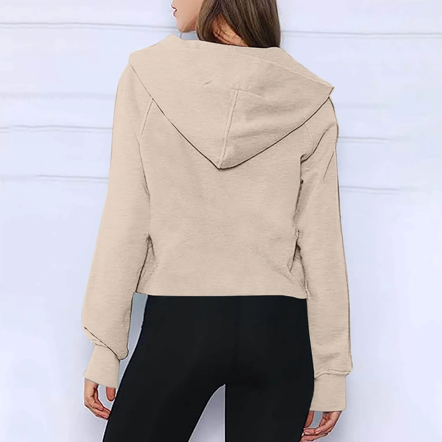 Oversized Sweatshirt for Women Fleece Lined Cropped Hoodies Half Zip Pullover Long Sleeve Workout Sweatshirt Pockets