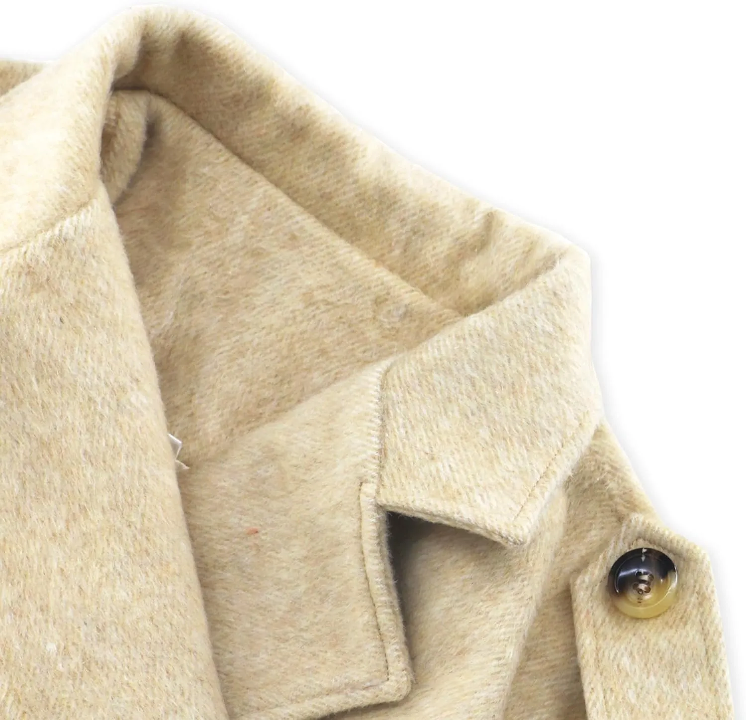 Perbai Women's Lapel Double Breasted Wool Blend Trench Coats Belted Oversized Cloak Poncho Wrap Overcoat