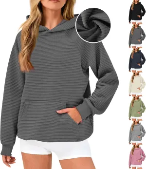 Preppy Hoodies for Women Fleece Loose Fit Hooded Sweatshirts Comfy Casual Long Sleeve Hoodies with Pockets