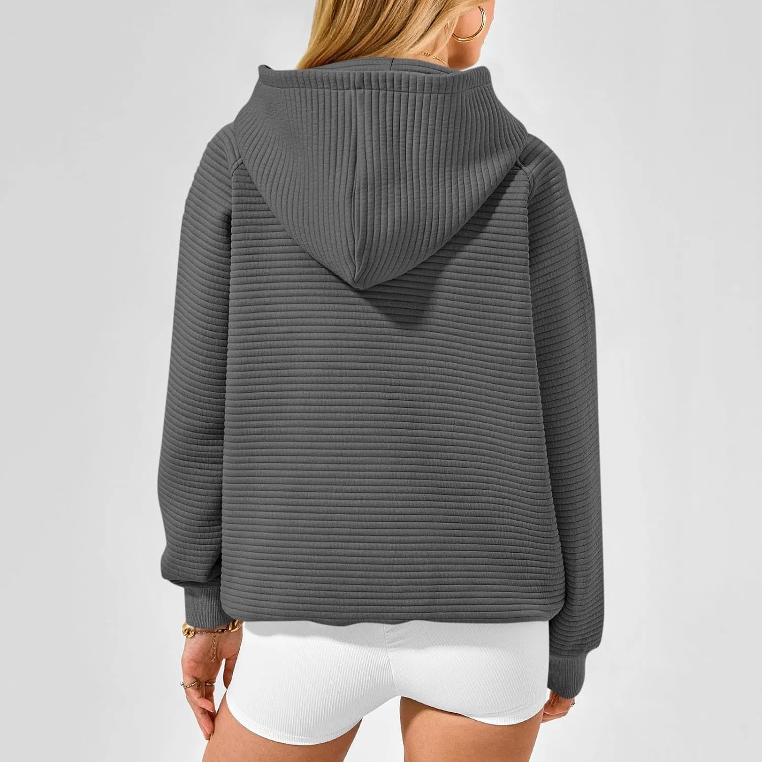 Preppy Hoodies for Women Fleece Loose Fit Hooded Sweatshirts Comfy Casual Long Sleeve Hoodies with Pockets