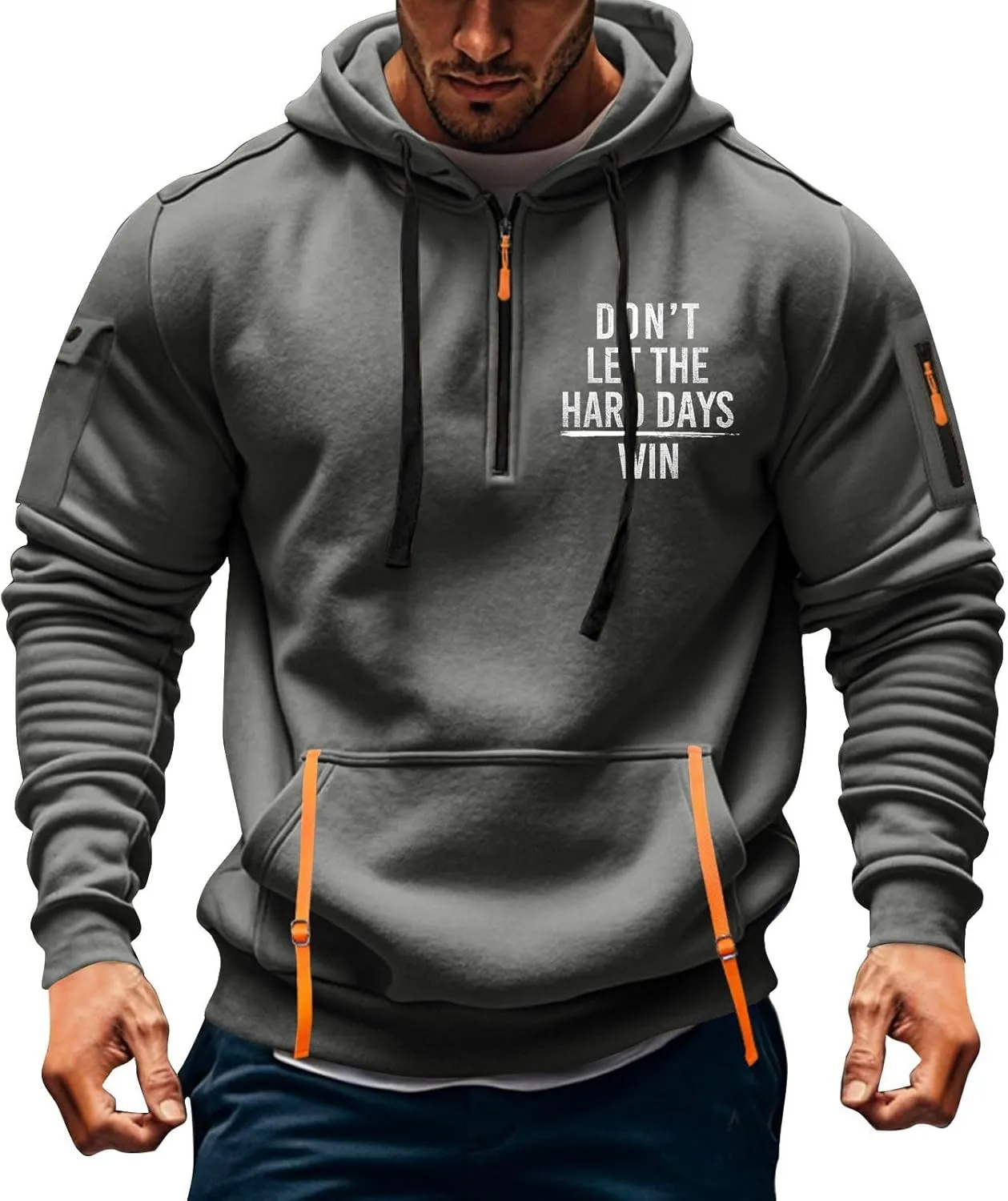 Quarter Zip Pullover Men, Lightweight Winter Hoodies Casual Fashion Sports Tactical Hooded Jacket Fall Tops
