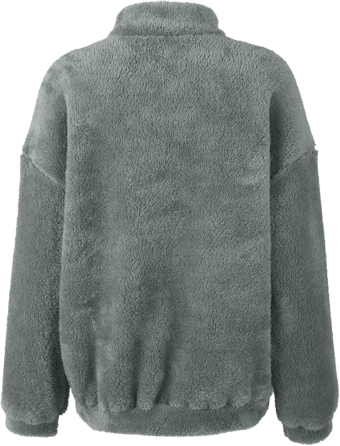 Quarter Zip Pullover Women Fuzzy Fleece Half Zip Pullover Sweatshirts Cozy Fluffy Sherpa Lined Hoodie with Pockets