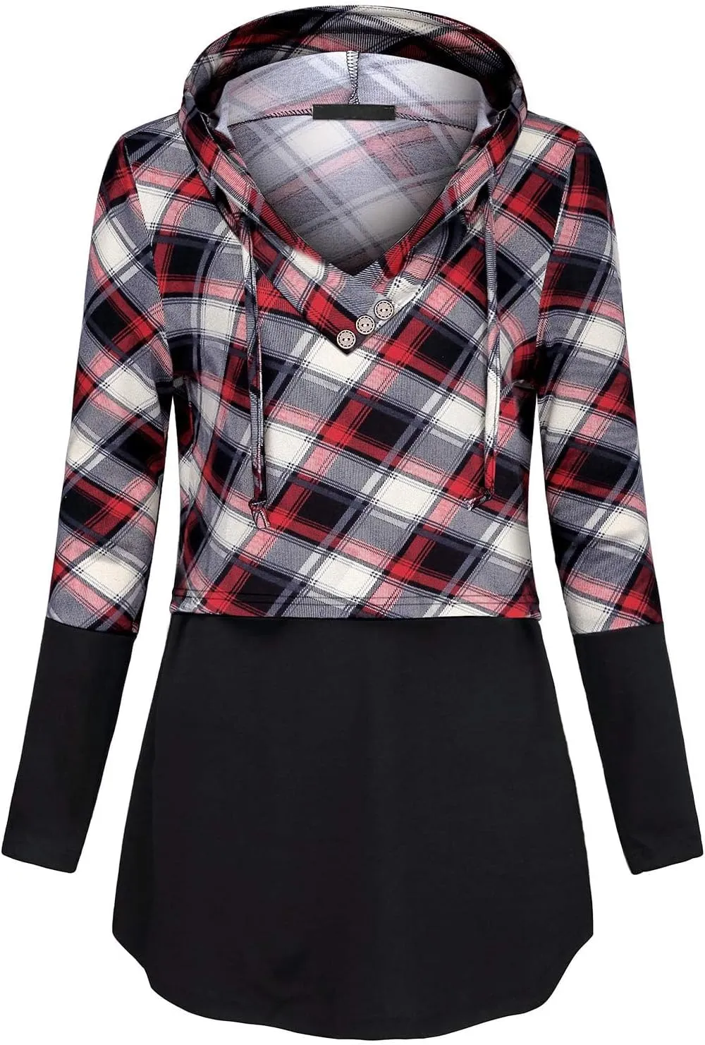 Quinee Women's Long Sleeve Plaid Colorblock Nursing Pullover Hoodie Sweatshirts