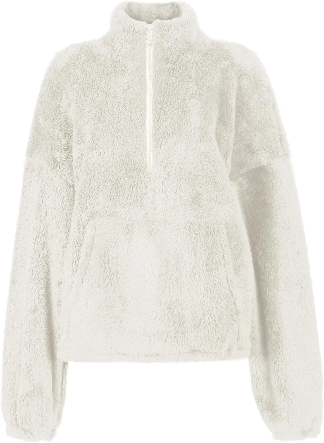 Sherpa Half Zip Pullover Women Fleece Cropped Sweatshirt Fall Fashion 2024 Stand Collar Pullover Sweater with Pocket