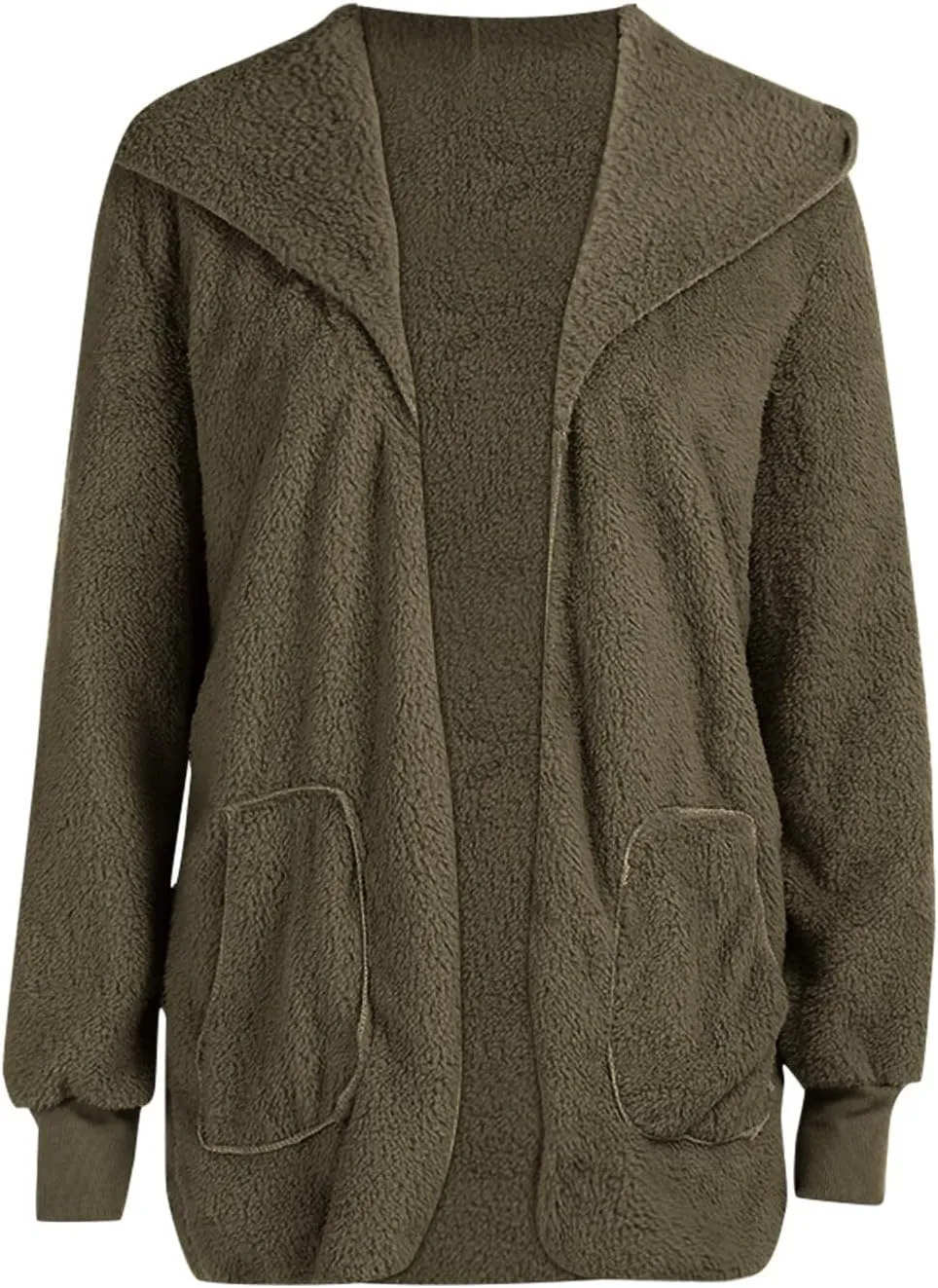 Sherpa Jacket for Women Oversized Fleece Open Front Cardigan with Hooded Fluffy Winter Coats with Pockets