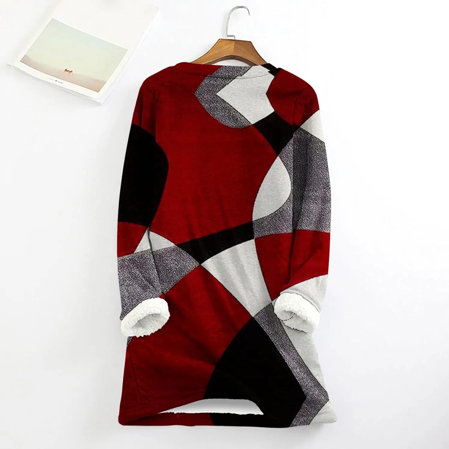 Sherpa Lined Sweatshirt Women Fleece Crewneck Shirts Long Sleeve Graphic Pullover Sweater Fall Thermal Thick Top