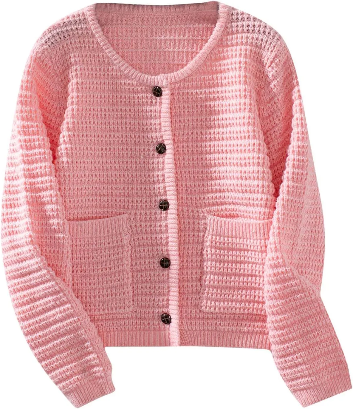 Sinzelimin Sweater Jacket for Women's 2024 Trendy Chunky Knit Open Front Button Loose Long Sleeve Cardigan Knitwear Coat Tops