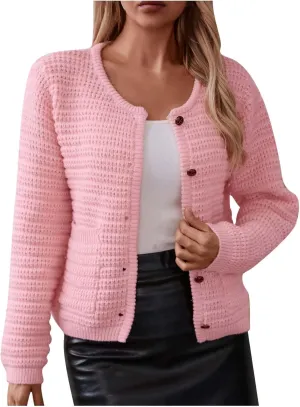 Sinzelimin Sweater Jacket for Women's 2024 Trendy Chunky Knit Open Front Button Loose Long Sleeve Cardigan Knitwear Coat Tops