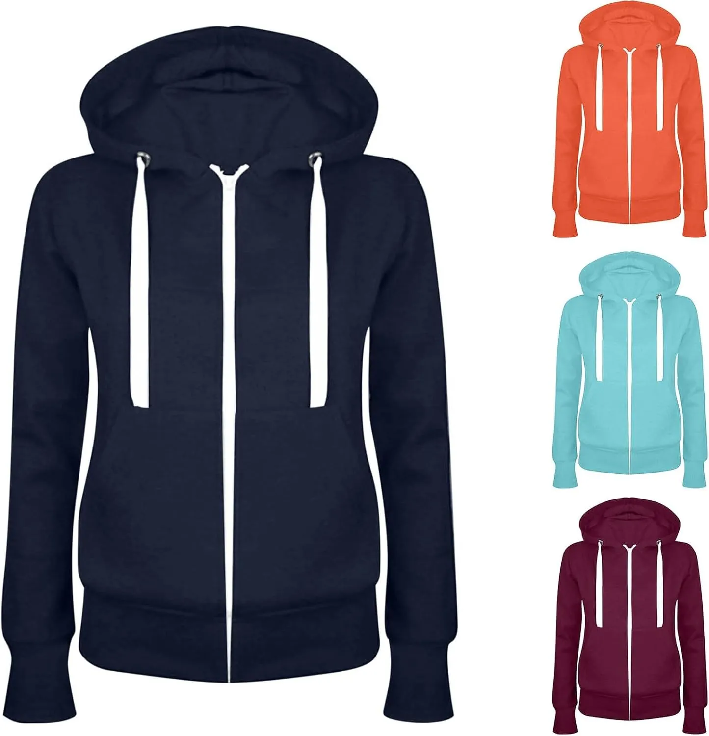 SMIDOW Full Zip Up Hoodies For Women Fall Fashion 2023 Fleece Lightweight Jackets Casual Loose Hooded Pullover Sweatshirts