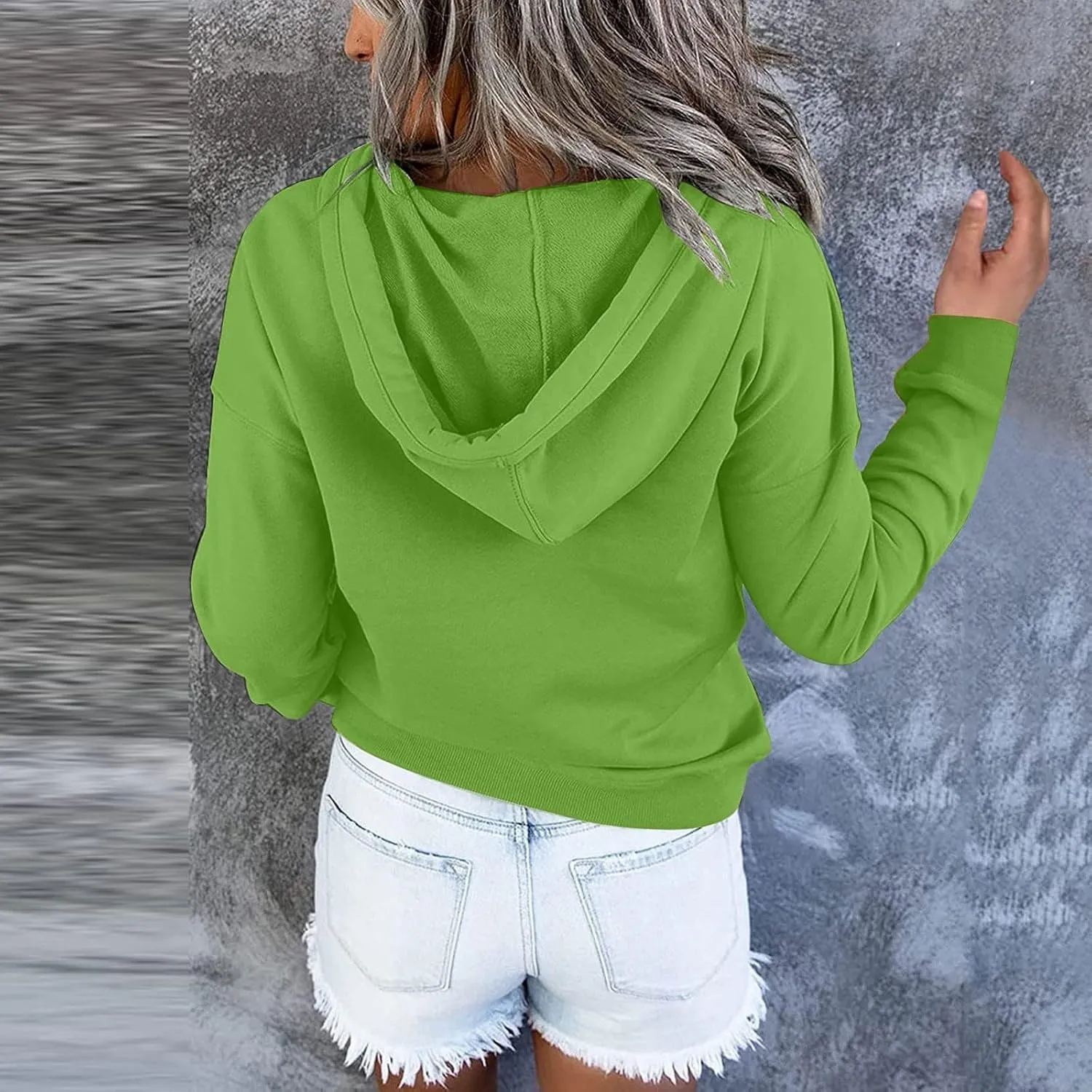 SMIDOW Womens Casual Fall Hoodies Dressy 2023 Button Down Hooded Sweatshirts Loose Comfy Pullover Tops Fashion Hoodie