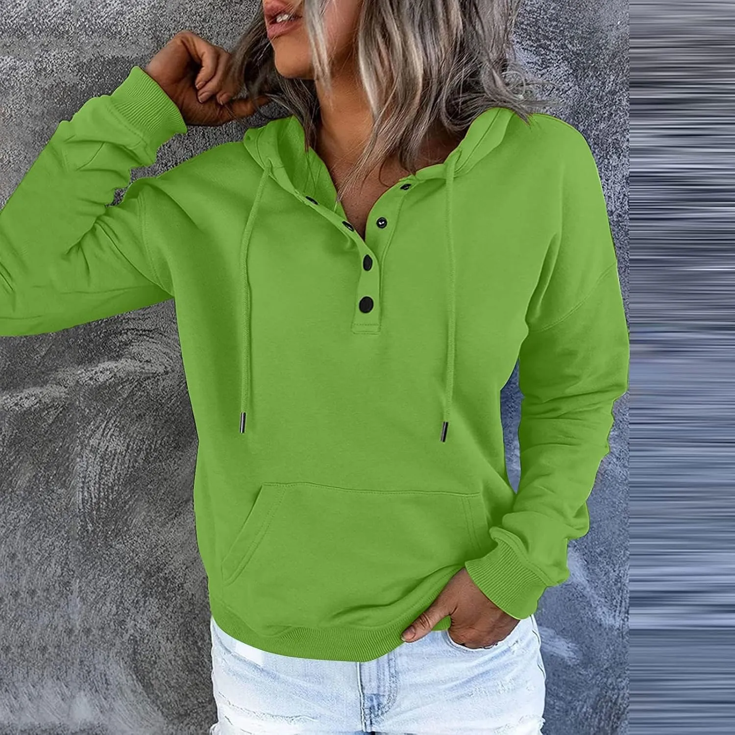 SMIDOW Womens Casual Fall Hoodies Dressy 2023 Button Down Hooded Sweatshirts Loose Comfy Pullover Tops Fashion Hoodie