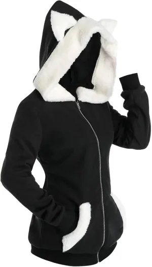 Solid Color Cat Ear Hoodies for Women with Hood Cute Animal Sweatshirt Hoodie Casual Cat Hoodie Sweatshirt Womens