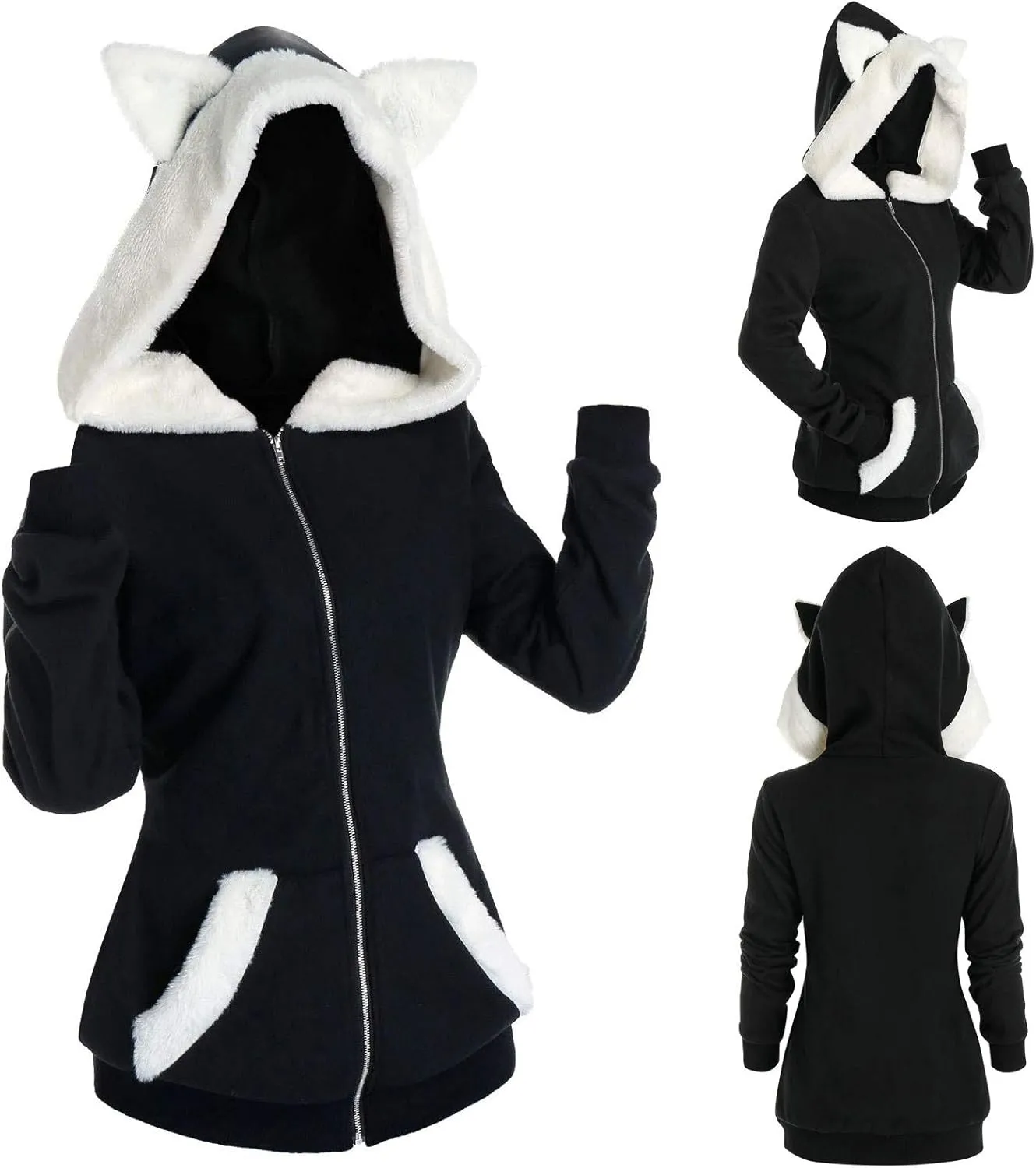 Solid Color Cat Ear Hoodies for Women with Hood Cute Animal Sweatshirt Hoodie Casual Cat Hoodie Sweatshirt Womens