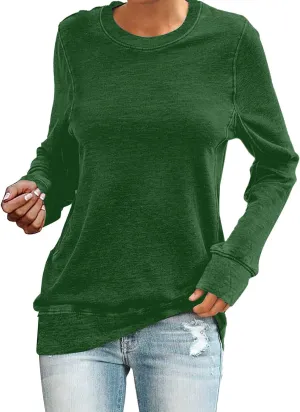 Solid Color Sweatshirt for Women Casual Loose Crewneck Long Sleeve Lightweight Jogger Workout Hoodie Fall Pullover Top