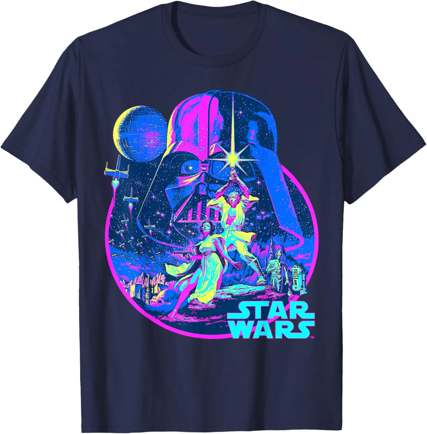 Star Wars Classic Bright Neon Poster Art Disney  T-Shirt