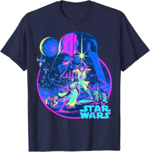 Star Wars Classic Bright Neon Poster Art Disney  T-Shirt