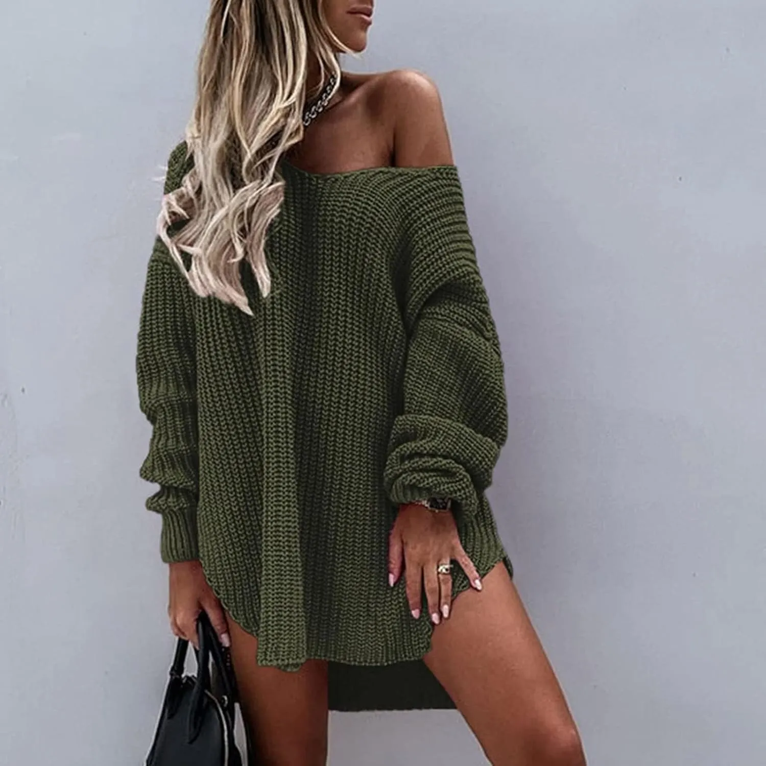 Sweaters for Women Cable Knit V Neck Solid Color Long Sleeve Casual Loose Fit Soft Pullover Tops
