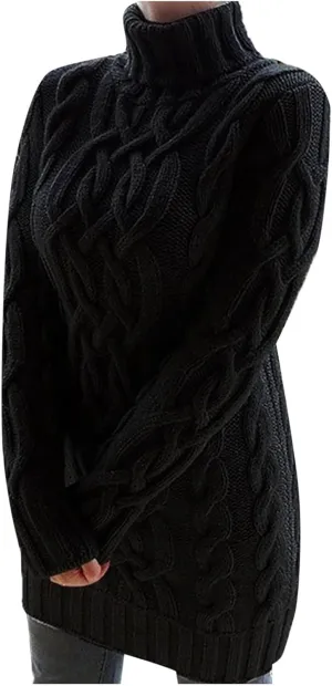 Sweaters for Women Casual Trendy Turtleneck Cable Knit Oversized Sweaters Soft Comfy Loose Fitting Fall Pullover Tops