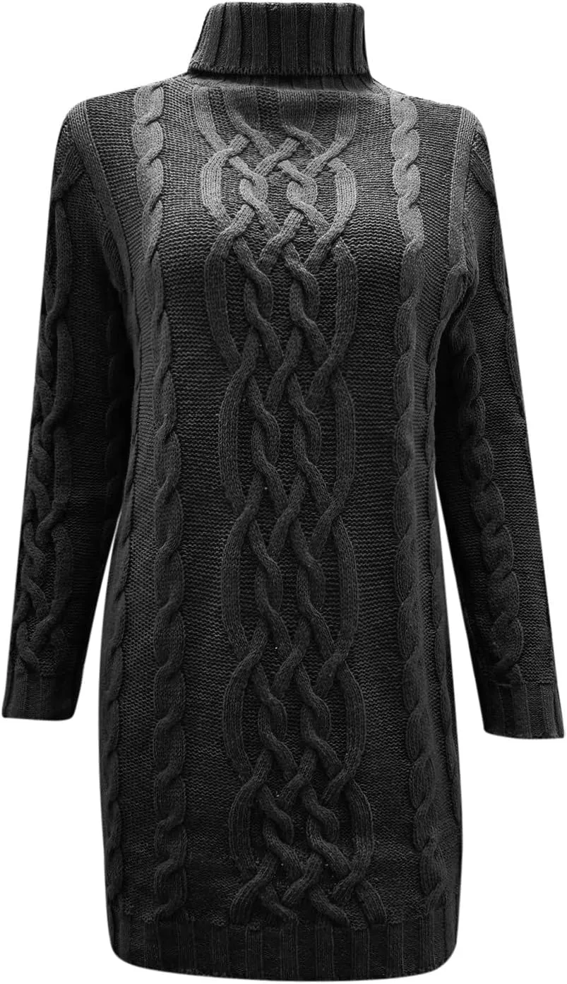 Sweaters for Women Casual Trendy Turtleneck Cable Knit Oversized Sweaters Soft Comfy Loose Fitting Fall Pullover Tops