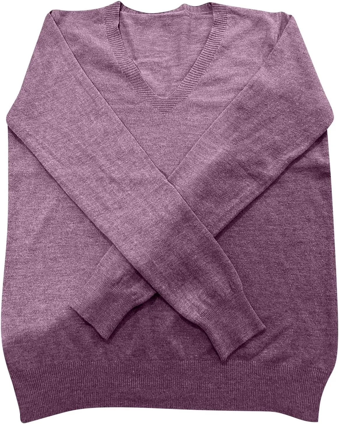 Sweaters for Women V Neck Long Sleeve Loose Pullover Trendy Solid Color Basic Blouse Fall Winter Soft Comfy Ladies Clothes
