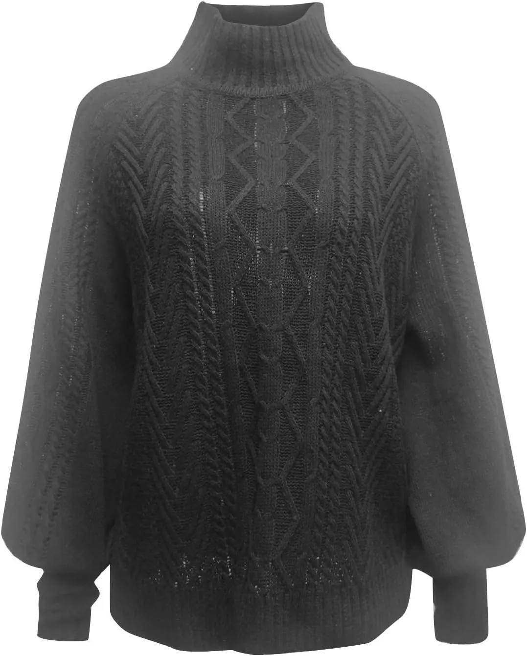 Sweaters Tops for Women Crew Neck Long Lantern Sleeve Casual Loose Ribbed Knit Solid Soft Pullover Sweaters