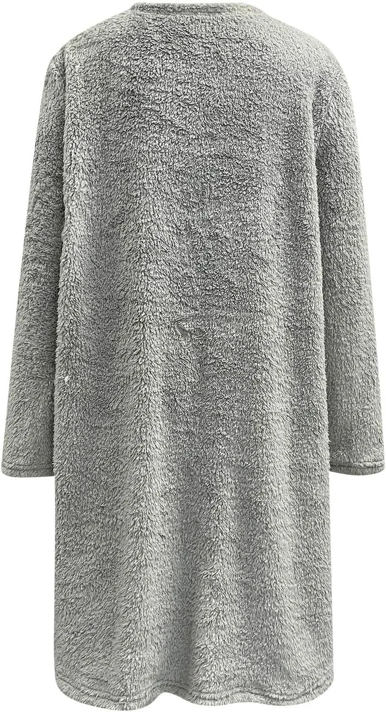 Sweatshirts for Women Fuzzy Fleece hoodie Crew Neck Long Sleeve Sherpa Pullover Tops Warm Soft Winter Fall Blouse
