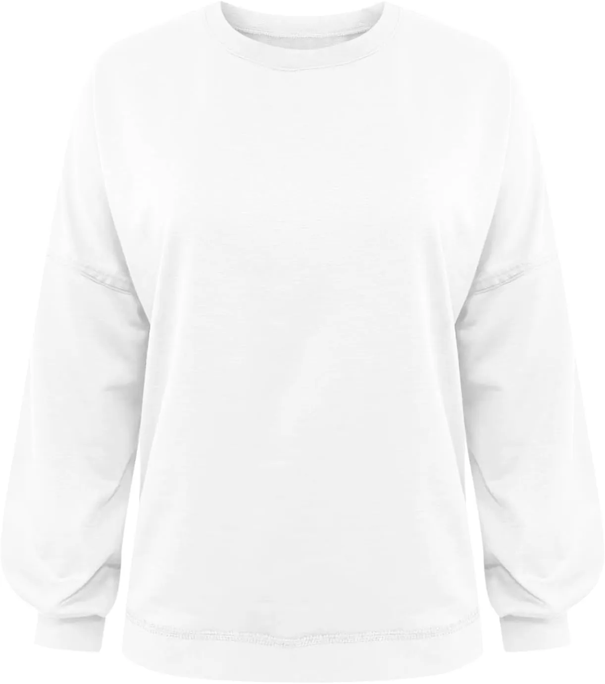 Sweatshirts for Women Puff Sleeve Pullover Tops Crewnneck Cropped Sweater Casual Fleece Jumpers Tops Fall Trendy