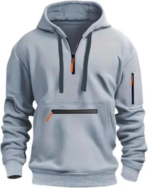 Tactical Hoodies For Men 2024 Oversized Vintage Quarter Zip Long Sleeve Hoodies Trendy Comfy Pullover With Pockets