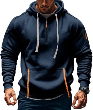 Tactical Hoodies for Men Quarter Zip Pullover Men Vintage Workout Outfits with Pockets Military Sweatshirt