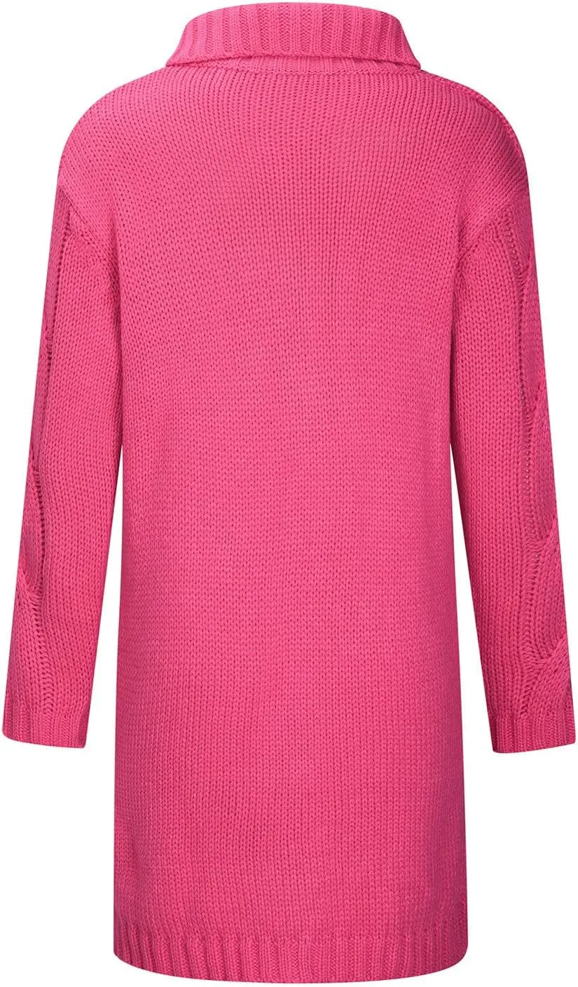 TIMIFIS Plus Size Cardigan Sweaters for Women Winter Knitted Long Coats Casual Buttons Jackets Solid Overcoat with Pocket