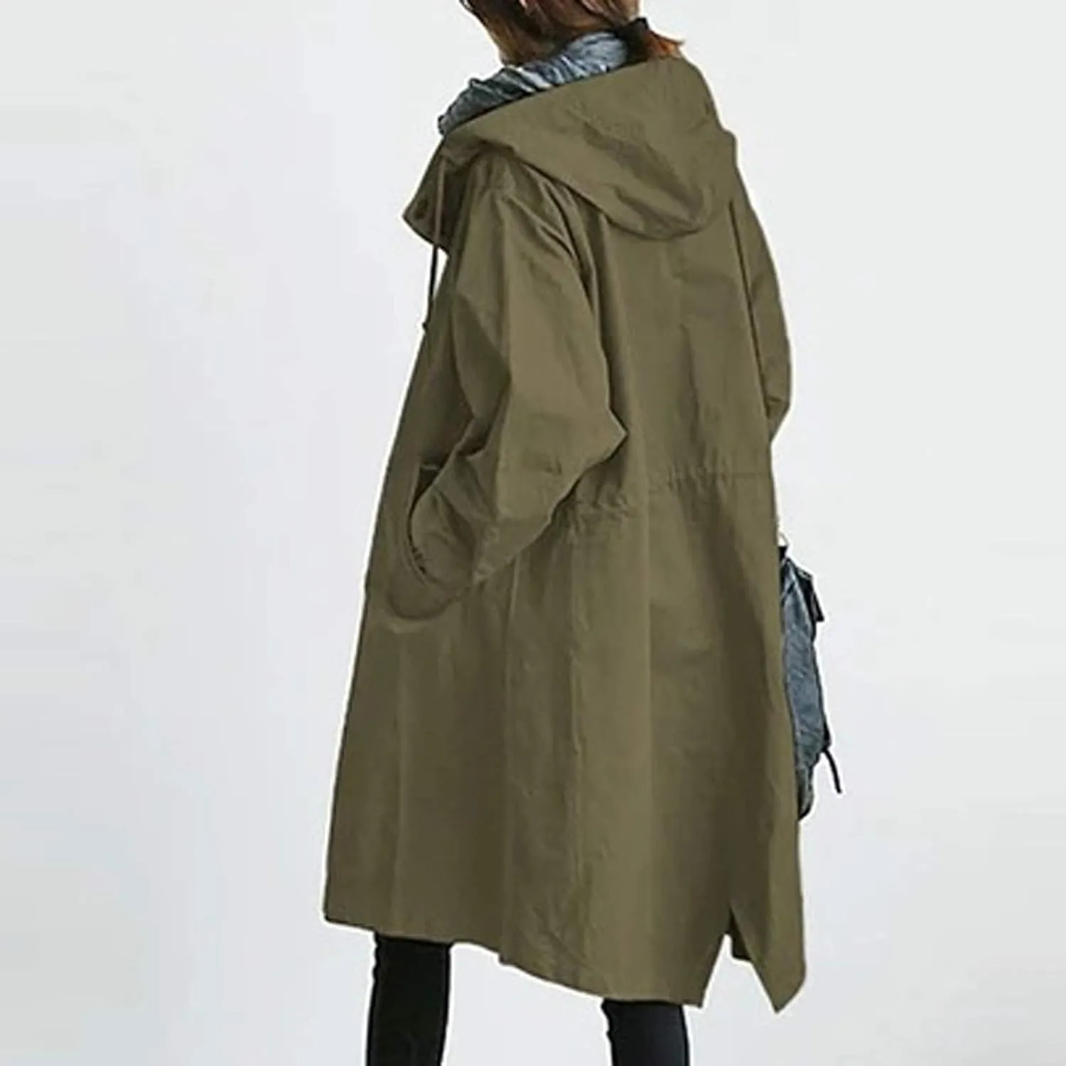 Trench Coat Women Hooded Coat Outwear Womens Elegant Windbreaker Wild Womens Double Breasted Classic Long Trench